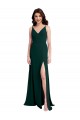 Slim A-Line V-Neck Full Length Crepe Prom Dress with Side Slit Clearance