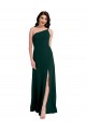 A-Line Slim One Shoulder Crepe Prom Dress with Asymmetrical Straps and Side Slit Clearance