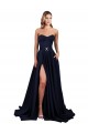 Sweetheart Neckline Low Back Long Crepe Prom Dress with High Leg Spit & Pockets Clearance