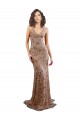 Floral Patterned Backless V-Neckline Sequin Prom Dress Clearance