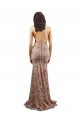 Floral Patterned Backless V-Neckline Sequin Prom Dress Clearance
