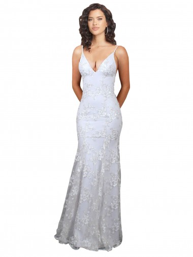 V-Neckline Backless Floral Patterned Sequin Formal Prom Dress Clearance