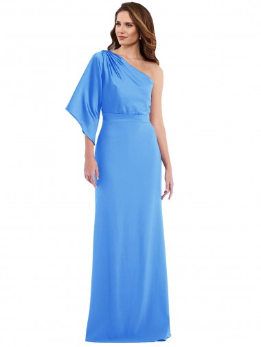 One Shoulder Bell Sleeves Trumpet Prom Dress Clearance