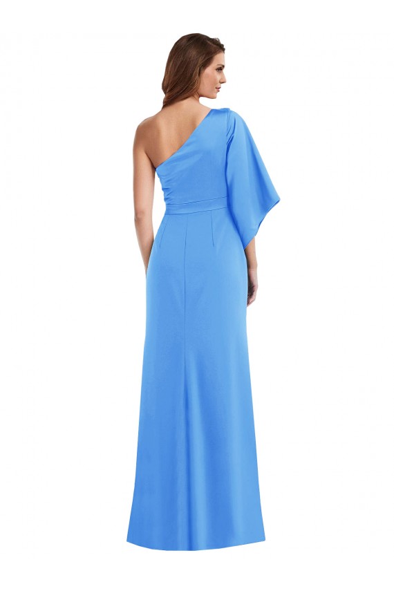 One Shoulder Bell Sleeves Trumpet Prom Dress Clearance