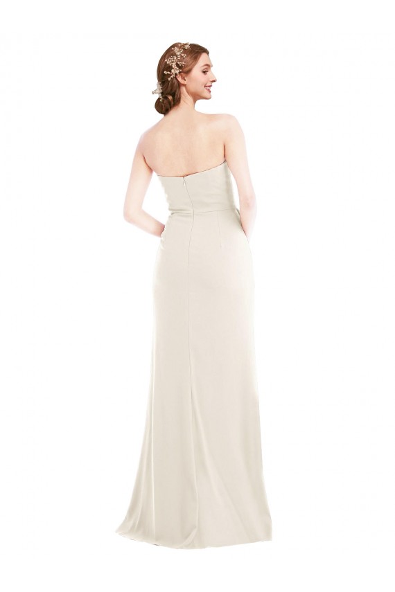 Long Strapless Tuxedo Maxi Prom Dress with Front Slit & Pockets Clearance