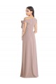 Off the Shoulder Tie Detail Maxi Crepe Prom Dress with Front Slit Clearance