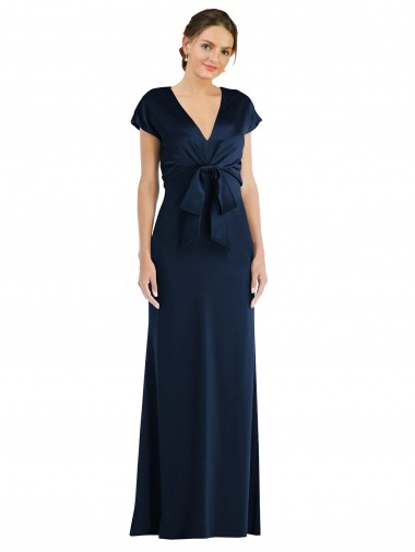 Soft Bow Blouson Bodice Trumpet Crepe Prom Dress Clearance