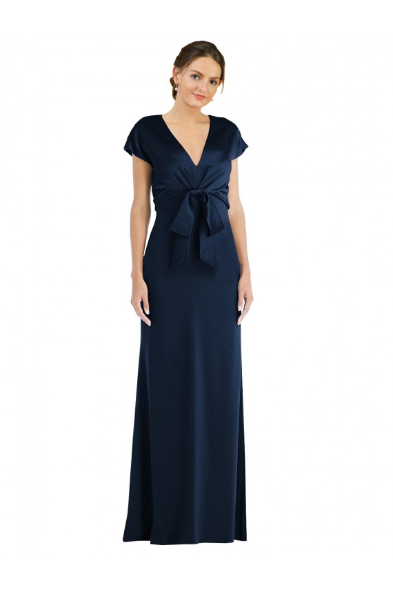 Soft Bow Blouson Bodice Trumpet Crepe Prom Dress Clearance