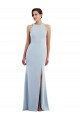 Cutout Open Back Halter Maxi Crepe Prom Dress with Scarf Tie Clearance