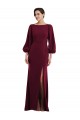 Bishop Sleeve Open Back Trumpet Crepe Prom Dress with Scarf Tie Clearance