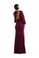 Bishop Sleeve Open Back Trumpet Crepe Prom Dress with Scarf Tie Clearance