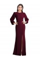 Puff Sleeves Long Maxi Briddesmaid Dress with Cutout Tie Back Clearance