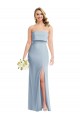 Strapless Overlay Bodice Crepe Maxi Prom Dress with Front Slit Clearance