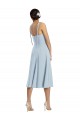 Midi Cocktail Length Bustier Crepe Prom Dress with Back Bow Straps Clearance