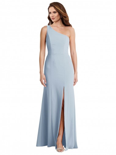 Bold One Shoulder Trumpet Maxi Crepe Prom Dress Clearance