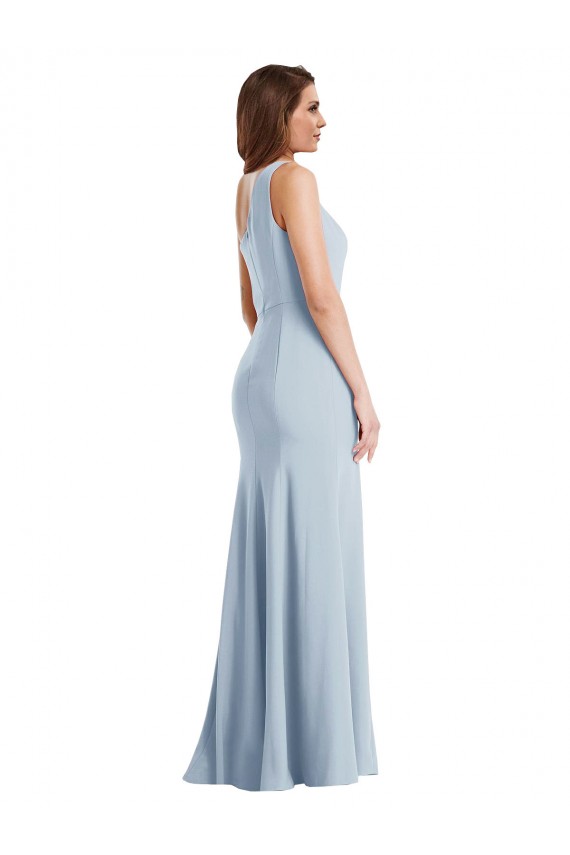 Bold One Shoulder Trumpet Maxi Crepe Prom Dress Clearance