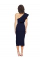 Ruched Midi Length Short Crepe Cocktail Prom Dress / Homecoming Dress with Shoulder Ruffles Clearance