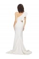 Ruched Long Sweep Train Crepe Prom Dress with Shoulder Ruffles Clearance