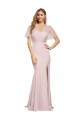 Crepe Long Sweetheart Neckline Prom Dress with Tulle Overlay Shoulders Clearance