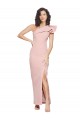 Full Length One Shoulder Crepe Prom Dress with Side Leg Split Clearance
