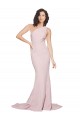 Long Sweep Train One Shoulder Crepe Prom Dress with Side Leg Split Clearance