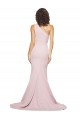 Long Sweep Train One Shoulder Crepe Prom Dress with Side Leg Split Clearance
