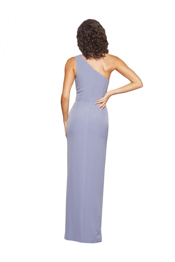 Floor Length One Shoulder Crepe Prom Dress with Pencil Skirt and Side Split Clearance