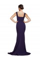 Square Neck Long Sweep Train Crepe Prom Dress with Thick Straps Clearance