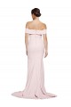 Off Shoulder Long Crepe Prom Dress with Straight Neckline and Side Split Clearance