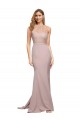 Long Sweetheart Crepe Prom Dress with High Neck Illusion Tulle Details Clearance