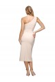 Midi Length One Shoulder Crepe Cocktail Prom Dress / Homecoming Dress with Thigh High Side Split Clearance
