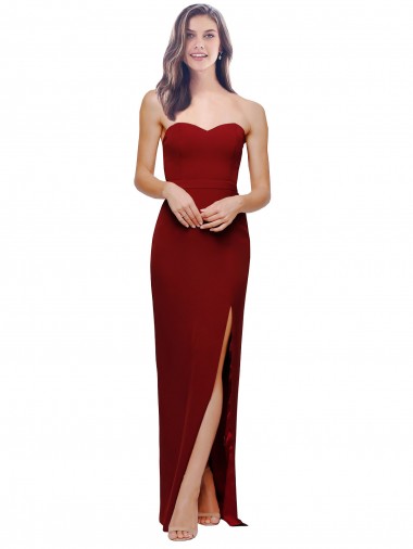 Straight Pencil Skirt Long Sweetheart Crepe Prom Dress with High Side Split Clearance