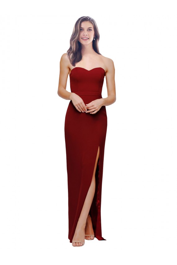 Straight Pencil Skirt Long Sweetheart Crepe Prom Dress with High Side Split Clearance