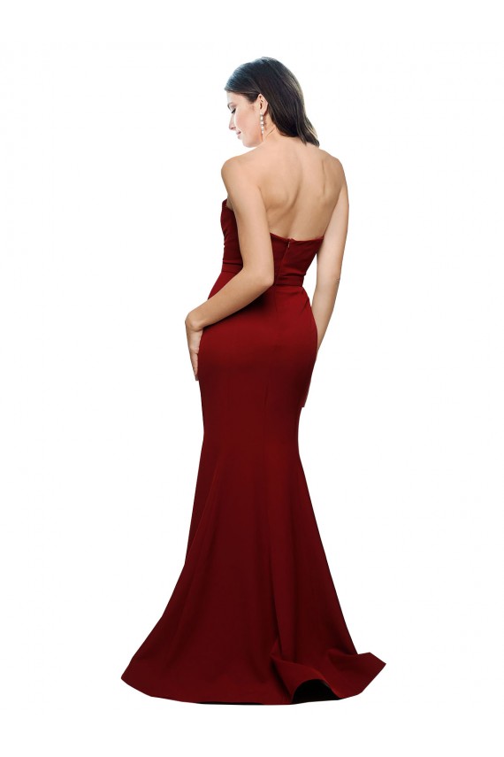Long Full Length Sweetheart Slim Crepe Prom Dress with Strapless Bodice Clearance