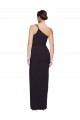 Long Floor Length Crepe Prom Dress with Side Split and One Strap Clearance