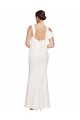 Full Length Square Neck Crepe Prom Dress with Asymmetrical Straps and Bow Back Clearance