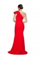 One Shoulder Long Sweep Train Crepe Prom Dress with Thigh High Split Clearance