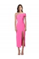 One Shoulder Neckline Short Midi Length Crepe Cocktail Prom Dress / Homecoming Dress Clearance