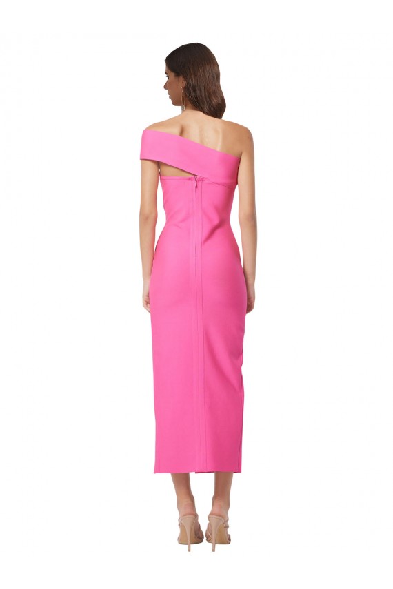 One Shoulder Neckline Short Midi Length Crepe Cocktail Prom Dress / Homecoming Dress Clearance