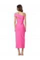 One Shoulder Neckline Short Midi Length Crepe Cocktail Prom Dress / Homecoming Dress Clearance