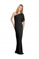Pleated One Shoulder Flutter Sleeves Slim Crepe Prom Dress Clearance