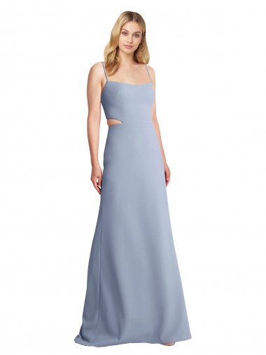 Feminine Scoop Neckline Long Crepe Slip Prom Dress  Clearance