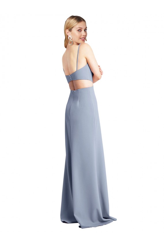 Feminine Scoop Neckline Long Crepe Slip Prom Dress  Clearance