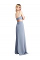 Feminine Scoop Neckline Long Crepe Slip Prom Dress  Clearance