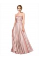 Long Plated Strapless Sweetheat Stretch Satin Prom Dress Clearance