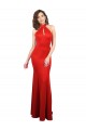 Halter Neck keyhole Front Back Long Stretch Satin Prom Dress Clearance