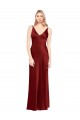 Full Length Long Stretch Satin Slip Prom Dress V-Back Clearance