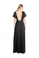 Cap Sleeves Open Back Long Stretch Satin Prom Dress Clearance