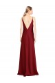 Floor Length Deep V-Back Stretch Satin Prom Dress with Front Slit Clearance
