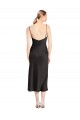Cowl Neck Midi Length Short Stretch Satin Slip Cocktail Prom Dress / Homecoming Dress Clearance